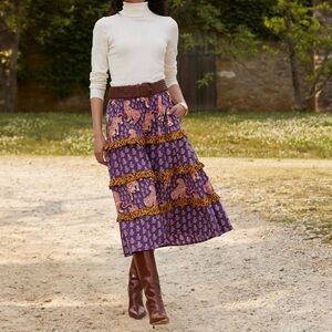 NWT PRINTFRESH Now or Later Tiger Queen skirt in purple/brown/black, size M